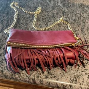 Deux lux maroon soft leather bag